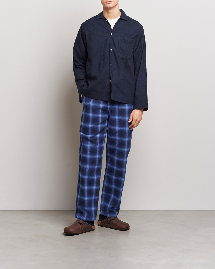 Uomini | Accappatoi & Pigiami | Tekla | Flannel Checked Pyjama Pants Navy/Blue