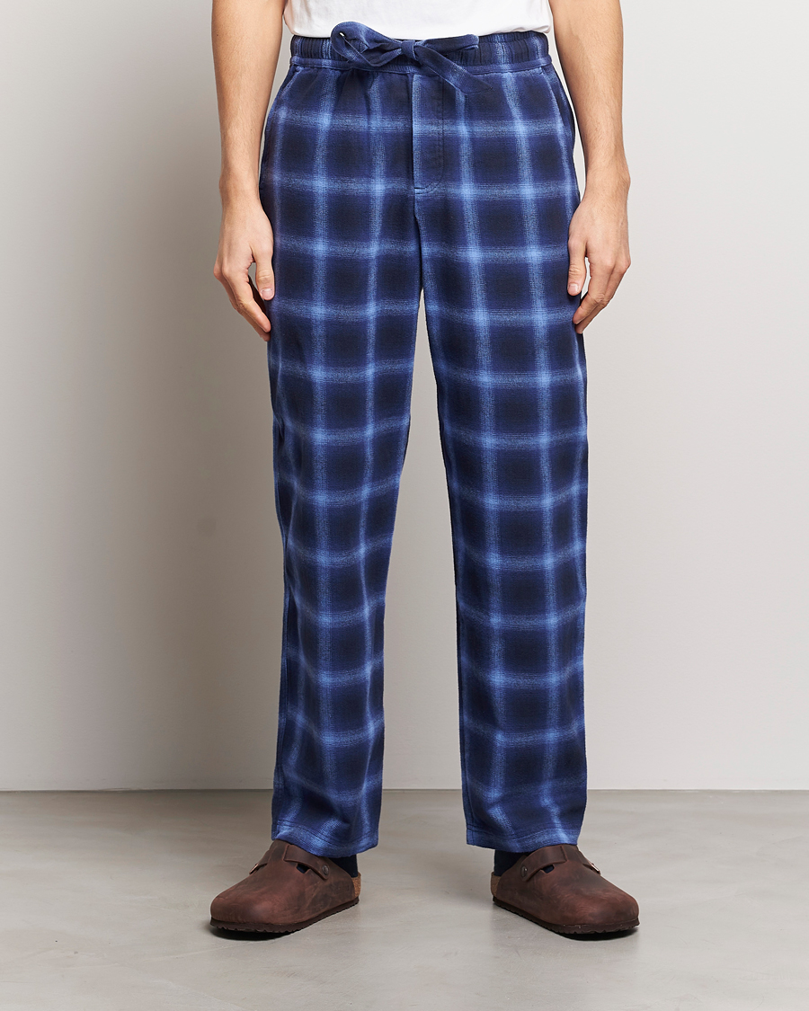 Uomini | Accappatoi & Pigiami | Tekla | Flannel Checked Pyjama Pants Navy/Blue