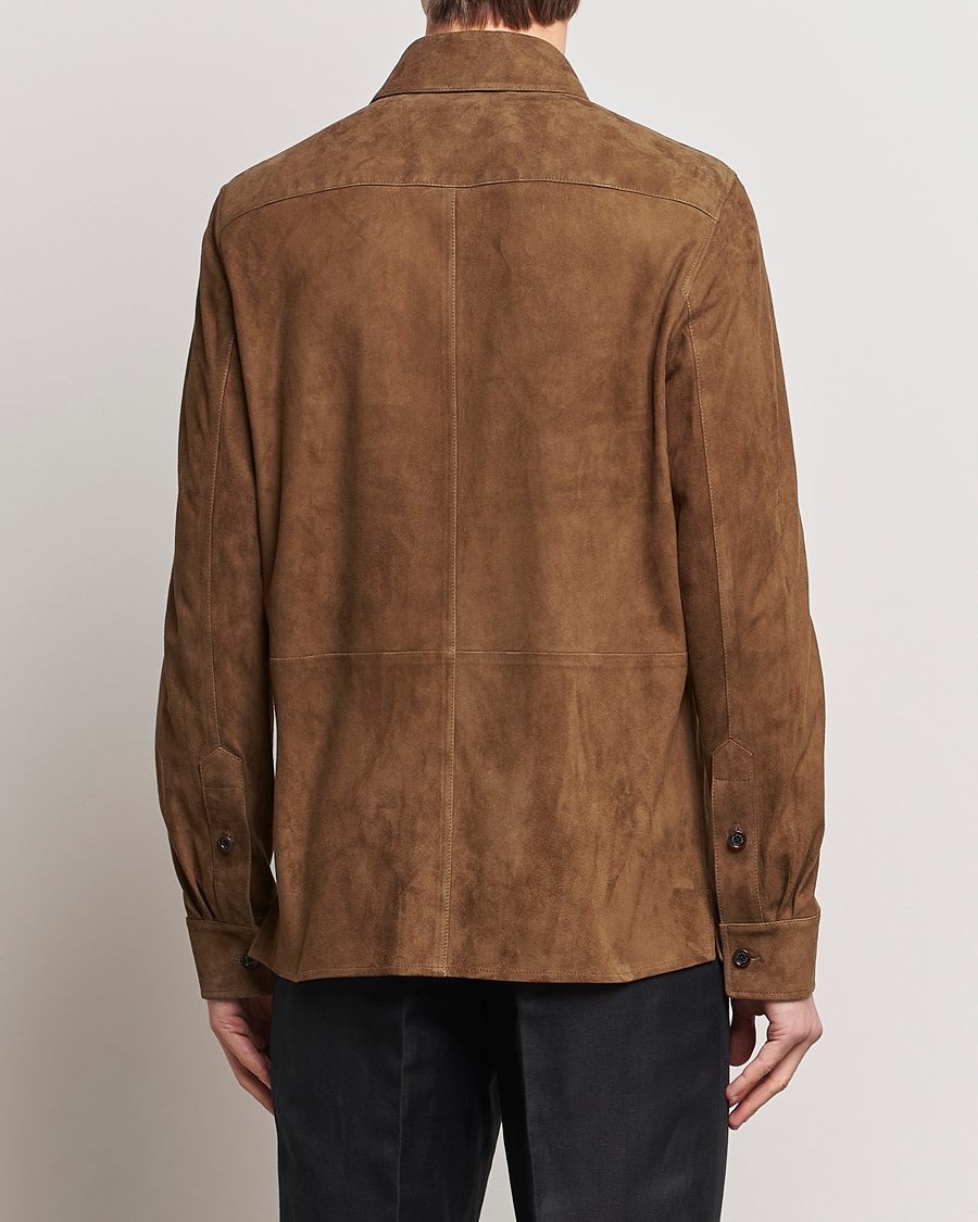 Uomini | Giacche | Ralph Lauren Purple Label | Suede Shirt Jacket Dark Brown