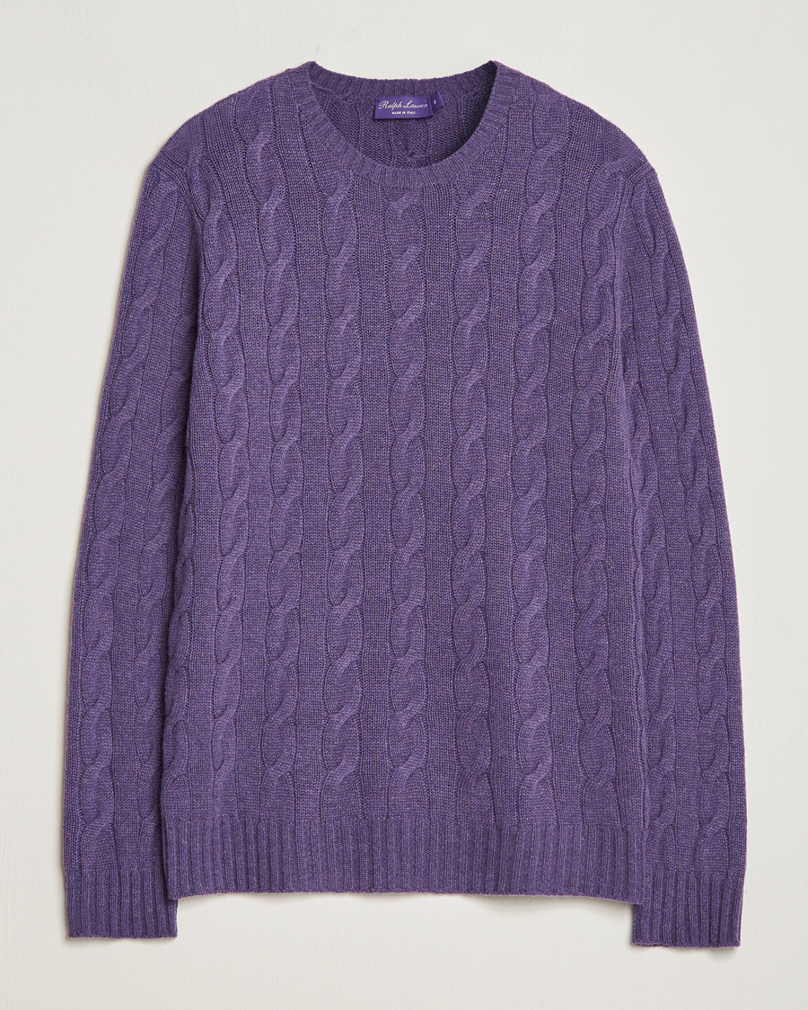 Uomini | Maglieria | Ralph Lauren Purple Label | Cashmere Cable Sweater Purple Melange