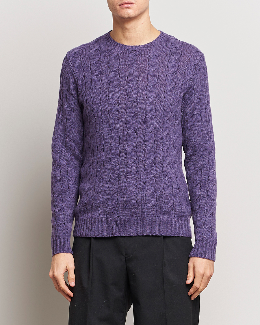 Uomini | Maglieria | Ralph Lauren Purple Label | Cashmere Cable Sweater Purple Melange