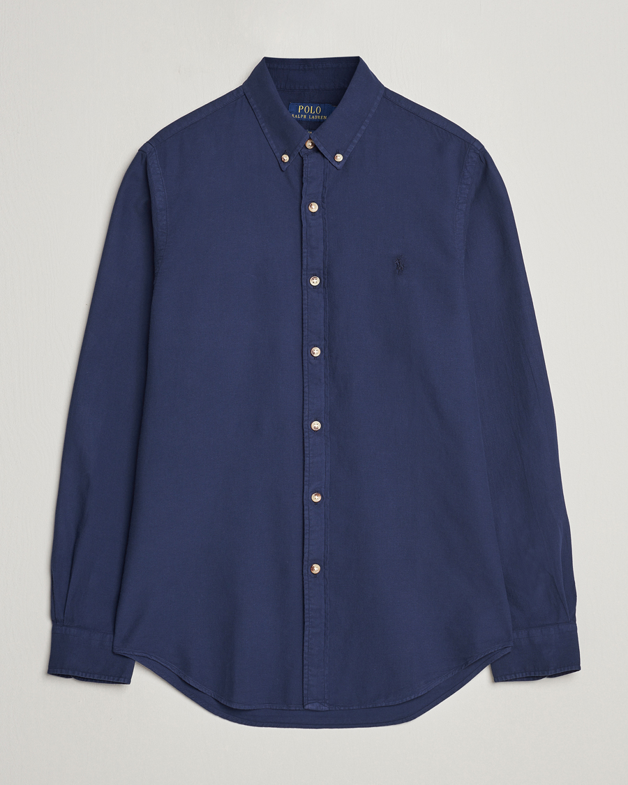 Uomini | Camicie | Polo Ralph Lauren | Slim Fit Cotton Textured Shirt Dark Indigo