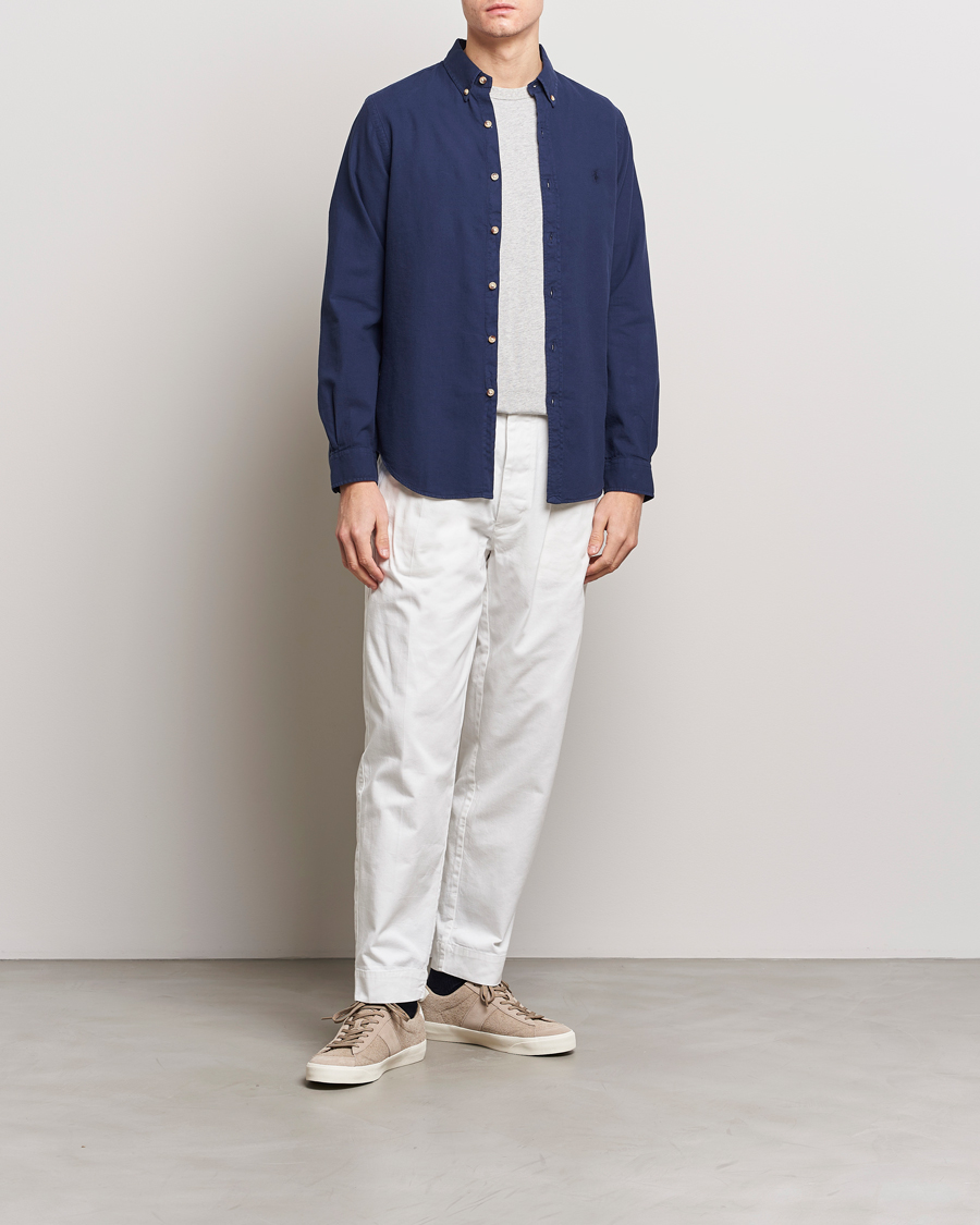 Uomini | Camicie | Polo Ralph Lauren | Slim Fit Cotton Textured Shirt Dark Indigo