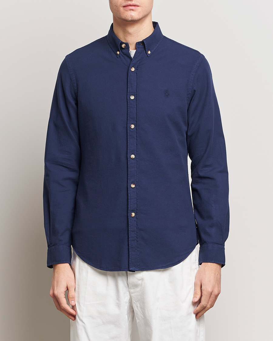 Uomini | Camicie | Polo Ralph Lauren | Slim Fit Cotton Textured Shirt Dark Indigo