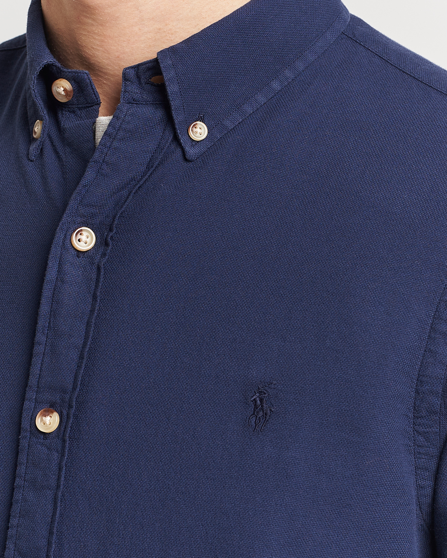 Uomini | Camicie | Polo Ralph Lauren | Slim Fit Cotton Textured Shirt Dark Indigo