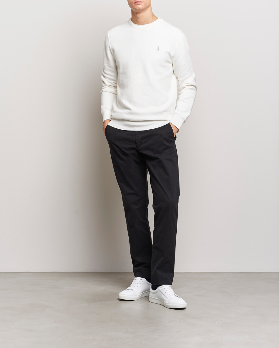 Uomini | Maglieria | Polo Ralph Lauren | Textured Cotton Crew Neck Sweater Deckwash White