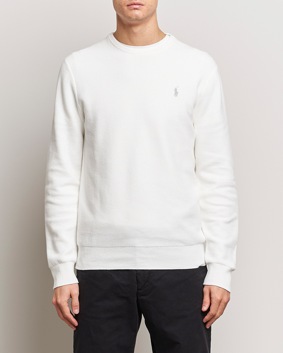 Uomini | Maglieria | Polo Ralph Lauren | Textured Cotton Crew Neck Sweater Deckwash White