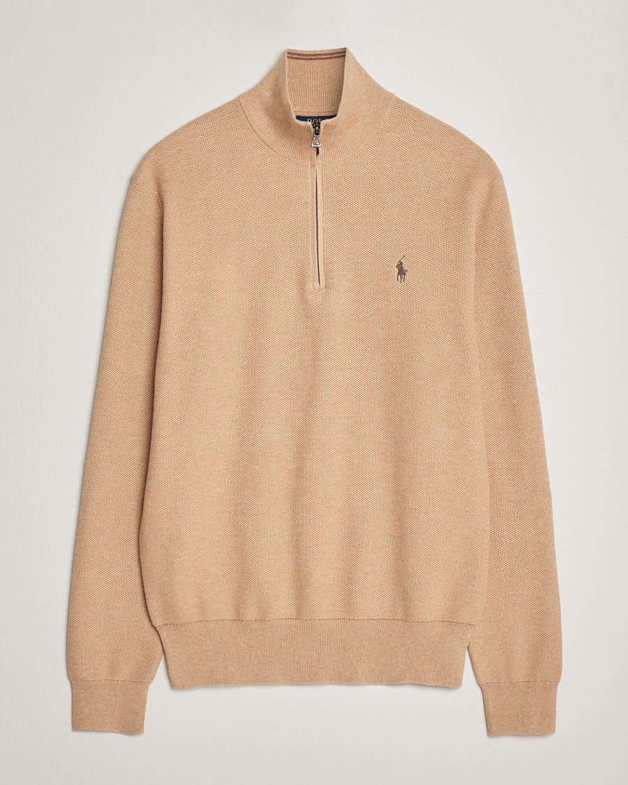 Uomini | Maglieria | Polo Ralph Lauren | Textured Half Zip Camel Melange