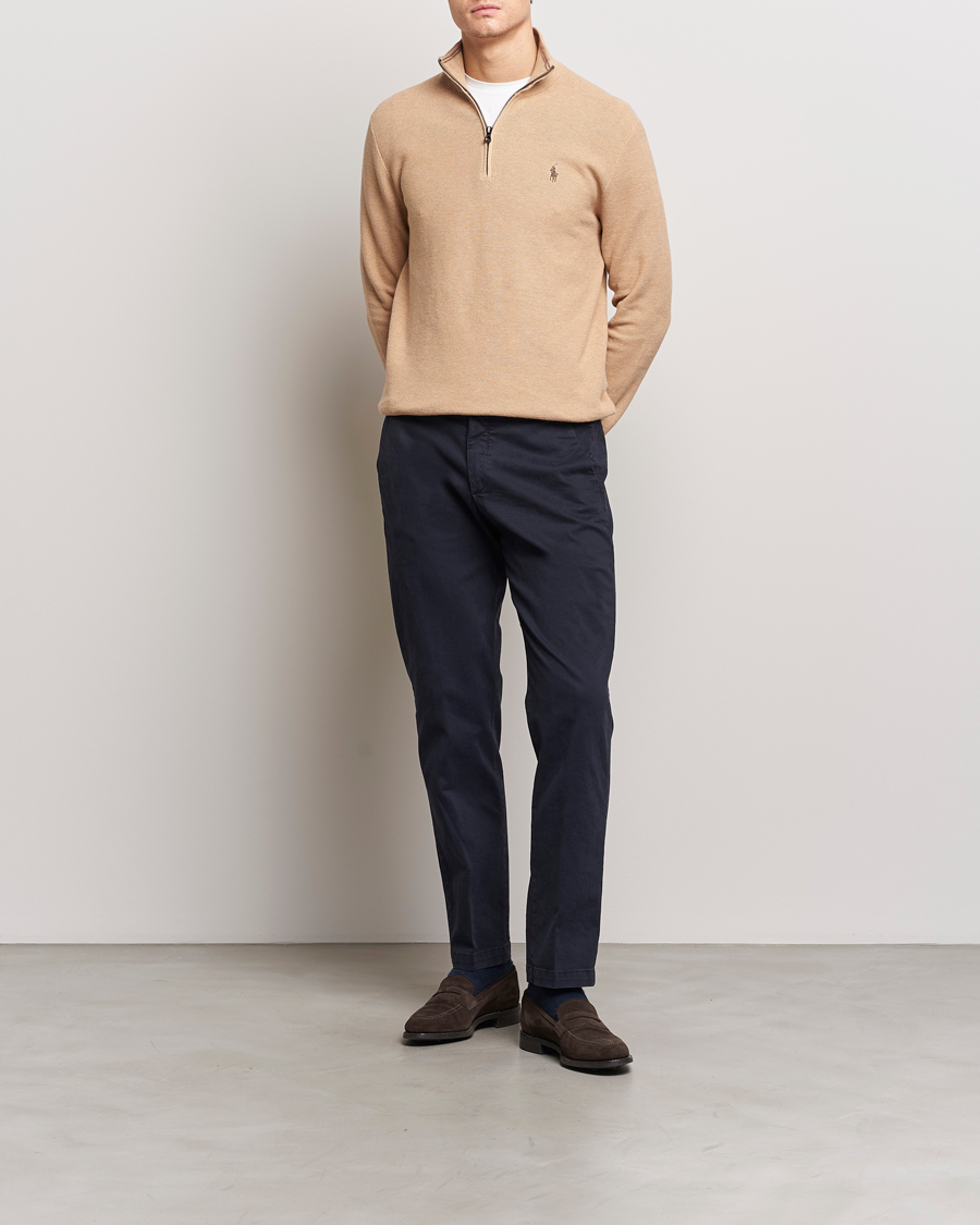 Uomini | Maglieria | Polo Ralph Lauren | Textured Half Zip Camel Melange