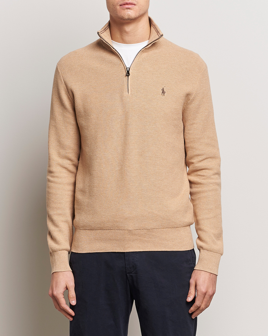 Uomini | Maglieria | Polo Ralph Lauren | Textured Half Zip Camel Melange