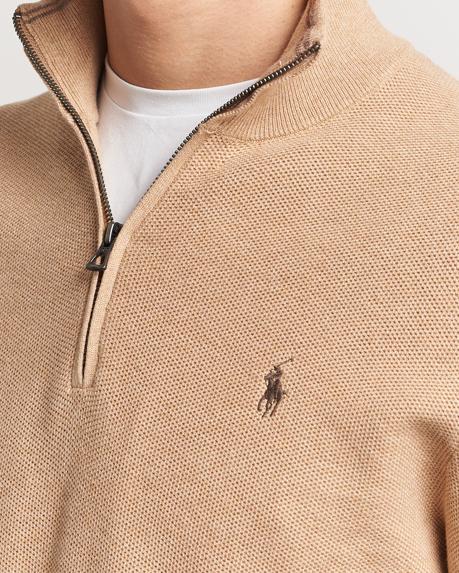 Uomini | Maglieria | Polo Ralph Lauren | Textured Half Zip Camel Melange