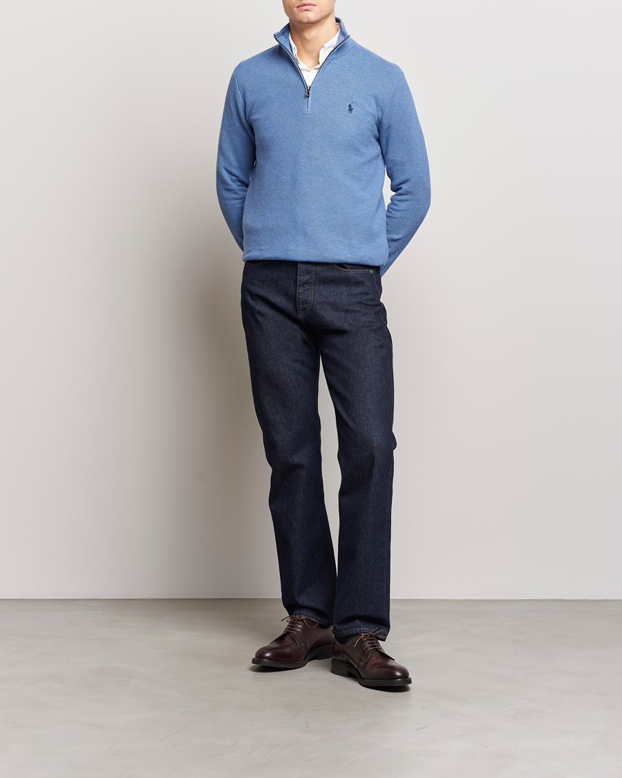 Uomini | Maglieria | Polo Ralph Lauren | Textured Half-Zip Blue Heather