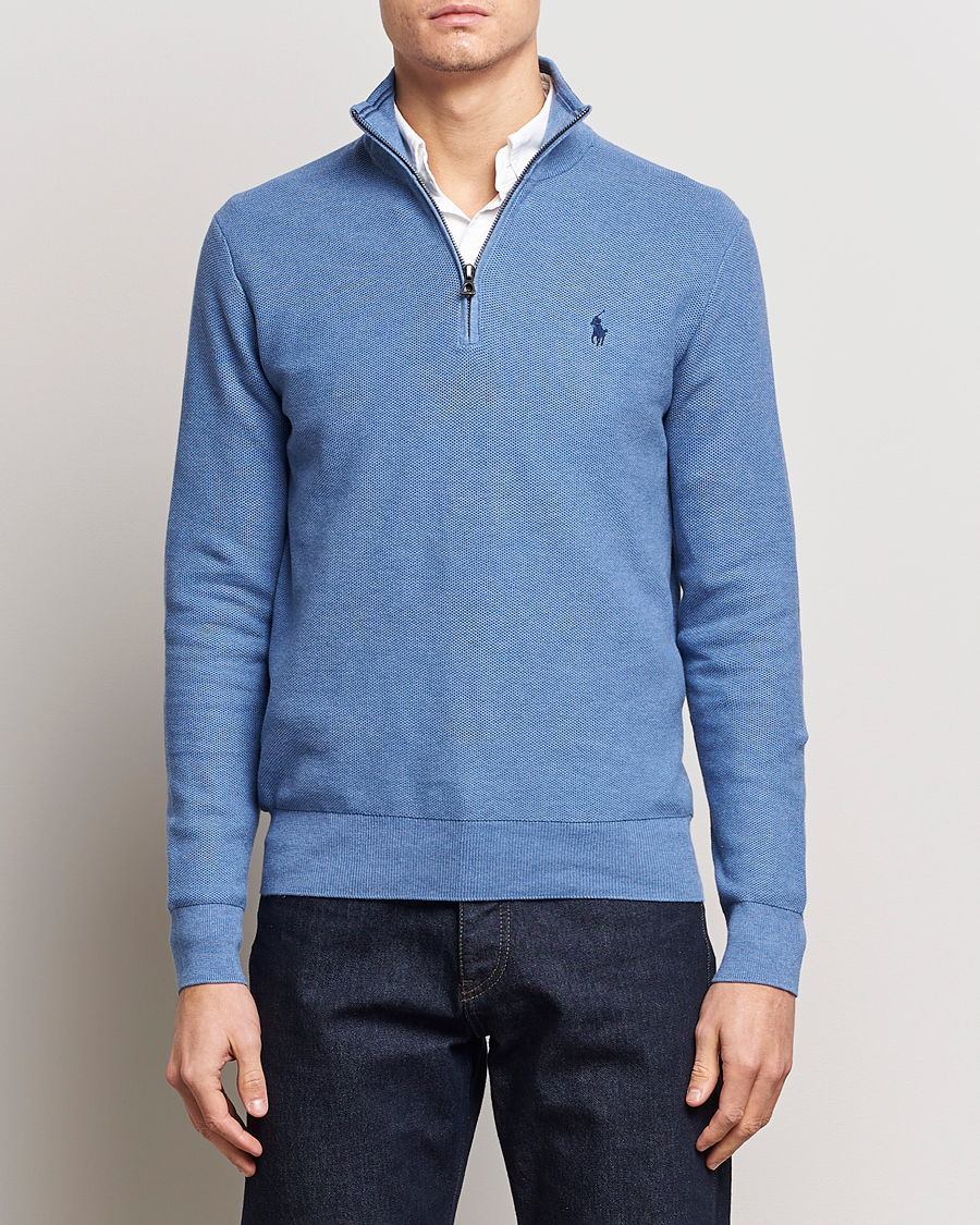 Uomini | Maglieria | Polo Ralph Lauren | Textured Half-Zip Blue Heather