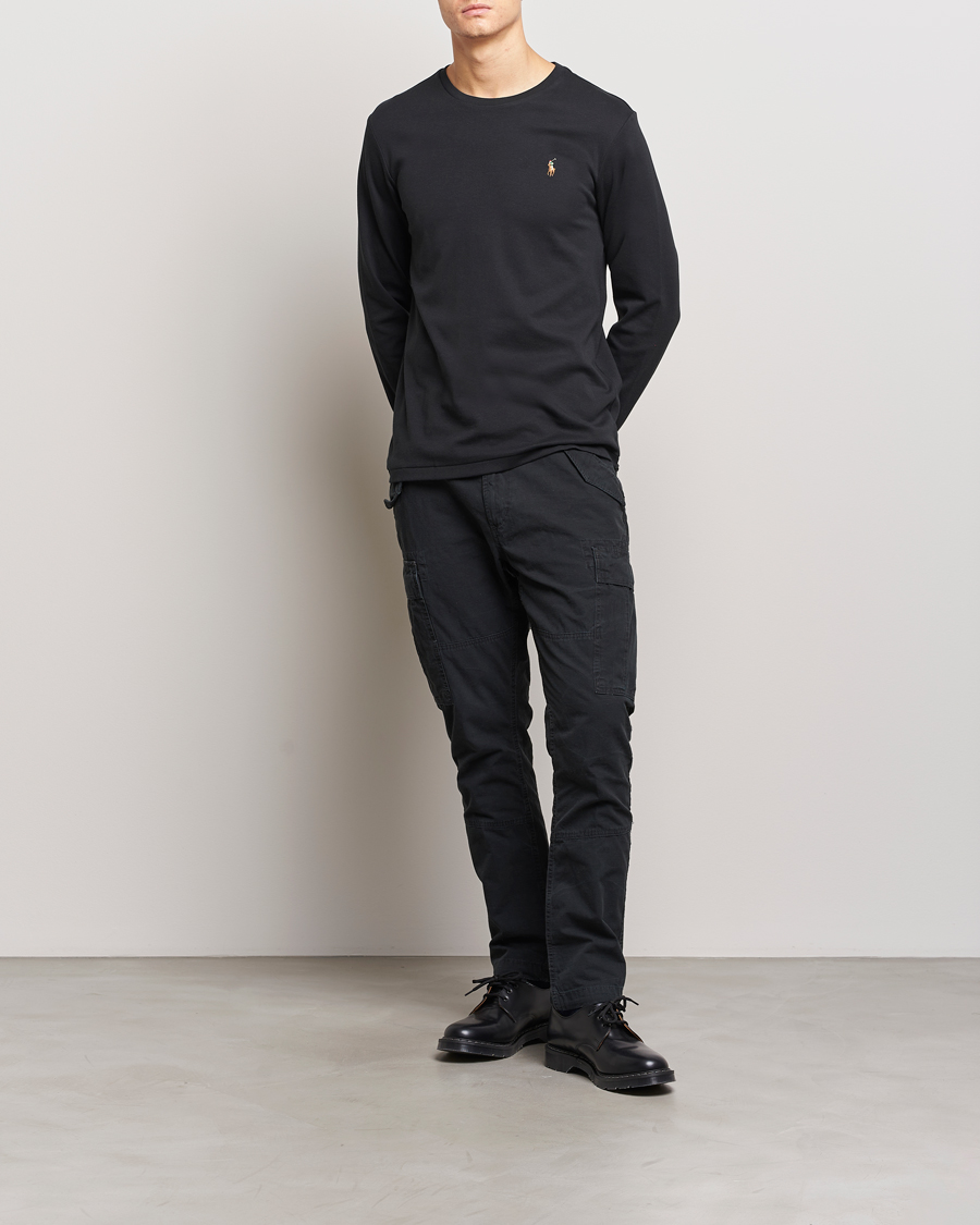 Uomini | T-shirt | Polo Ralph Lauren | Luxury Pima Cotton Long Sleeve T-Shirt Black