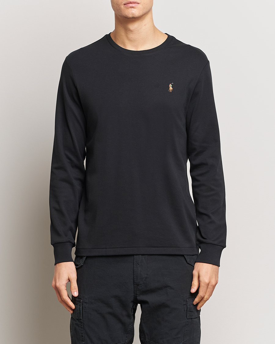 Uomini | T-shirt | Polo Ralph Lauren | Luxury Pima Cotton Long Sleeve T-Shirt Black