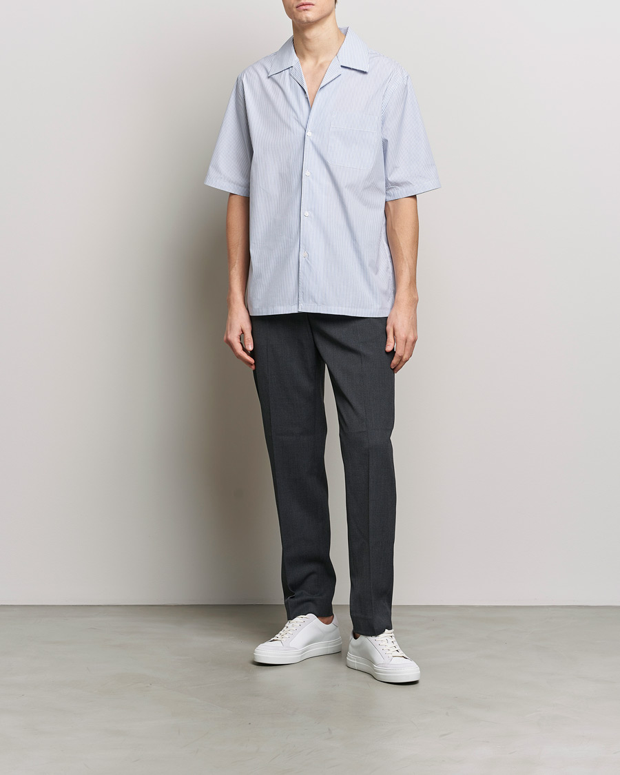 Uomini | Camicie | Filippa K | Striped Short Sleeve Resort Shirt Blue/White