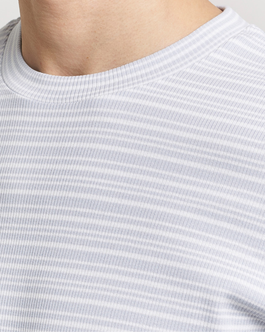 Uomini | T-shirt | Filippa K | Striped Rib T-Shirt Mist Blue/White