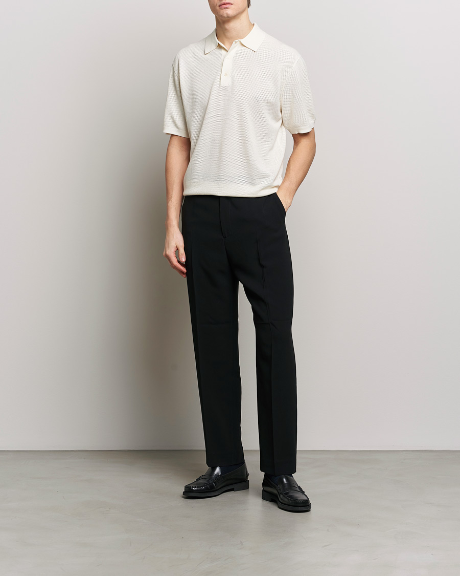 Uomini | Polo | Filippa K | Mesh Knitted Polo Chalk White