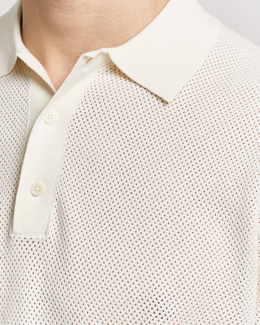 Uomini | Polo | Filippa K | Mesh Knitted Polo Chalk White