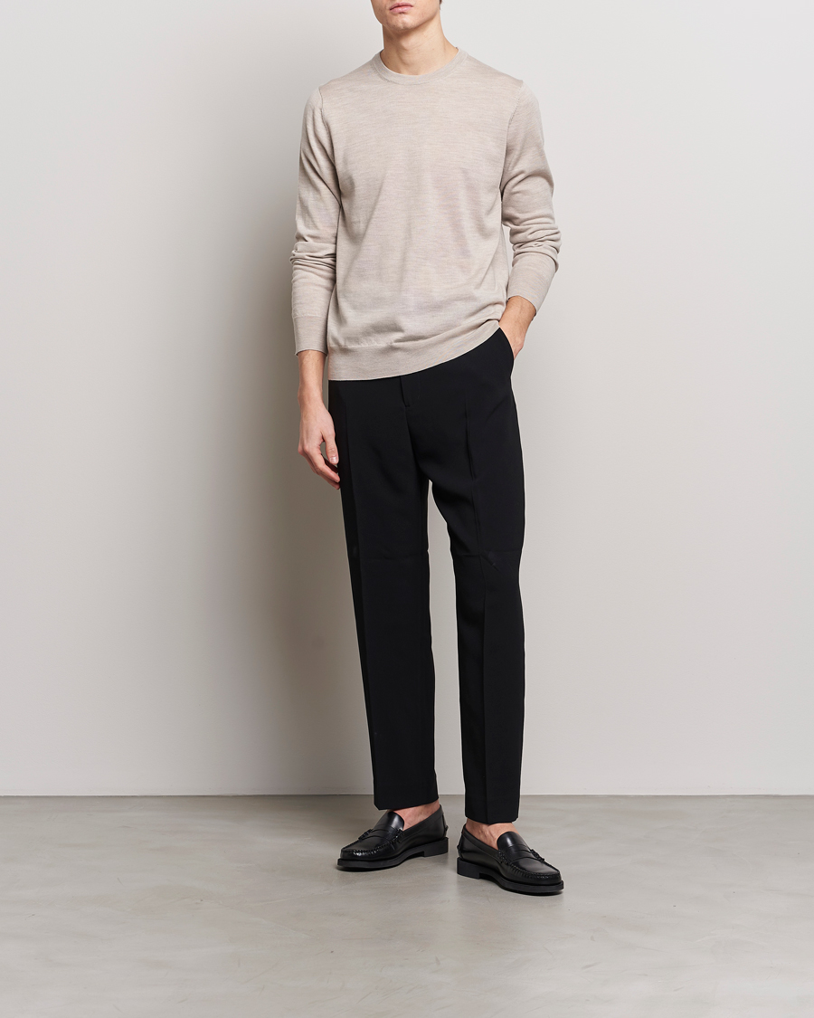 Uomini | Maglieria | Filippa K | Merino Round Neck Sweater Beige Melange
