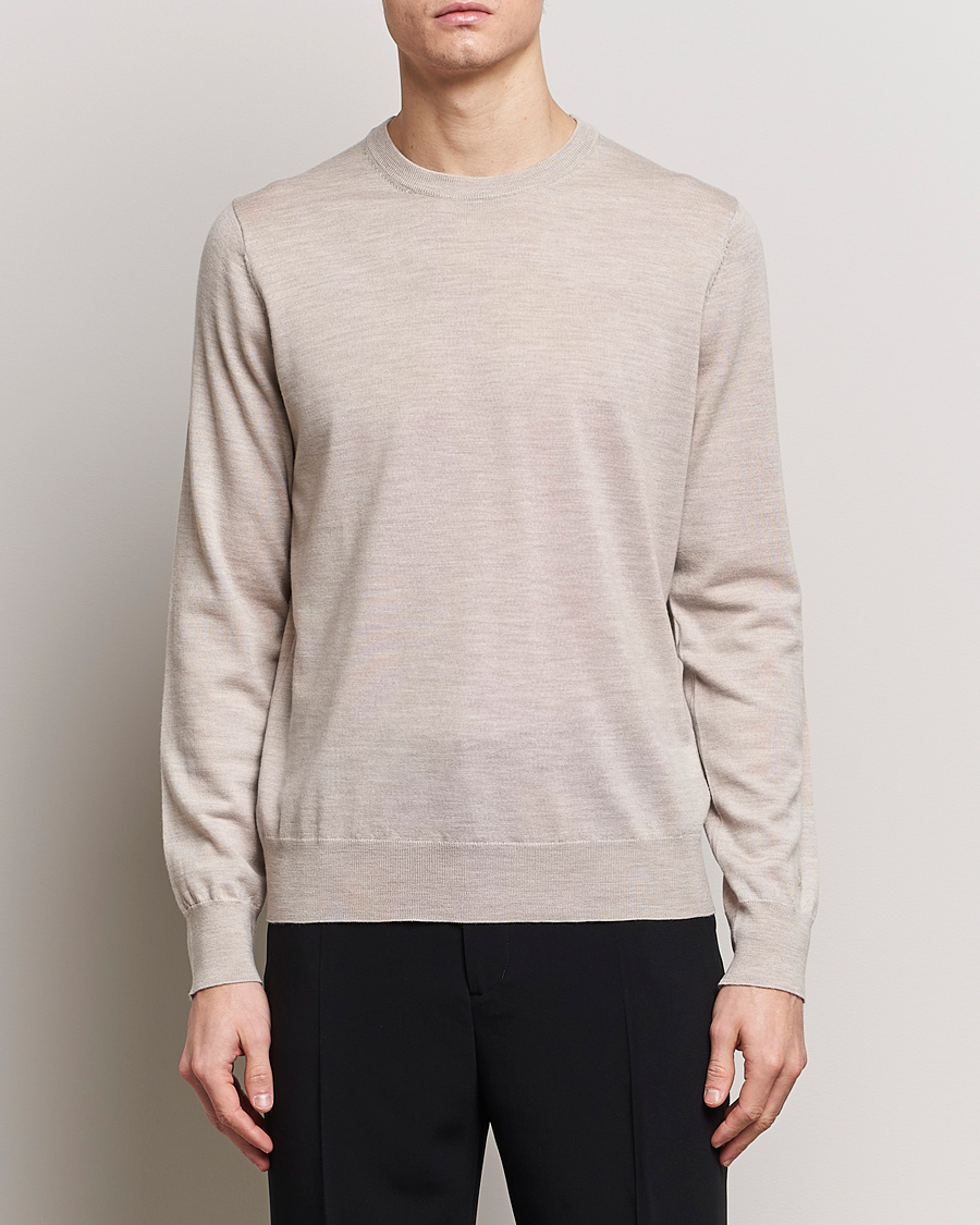 Uomini | Maglieria | Filippa K | Merino Round Neck Sweater Beige Melange