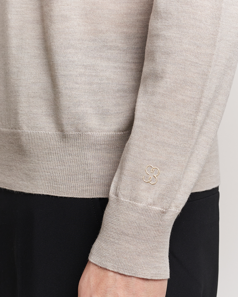 Uomini | Maglieria | Filippa K | Merino Round Neck Sweater Beige Melange
