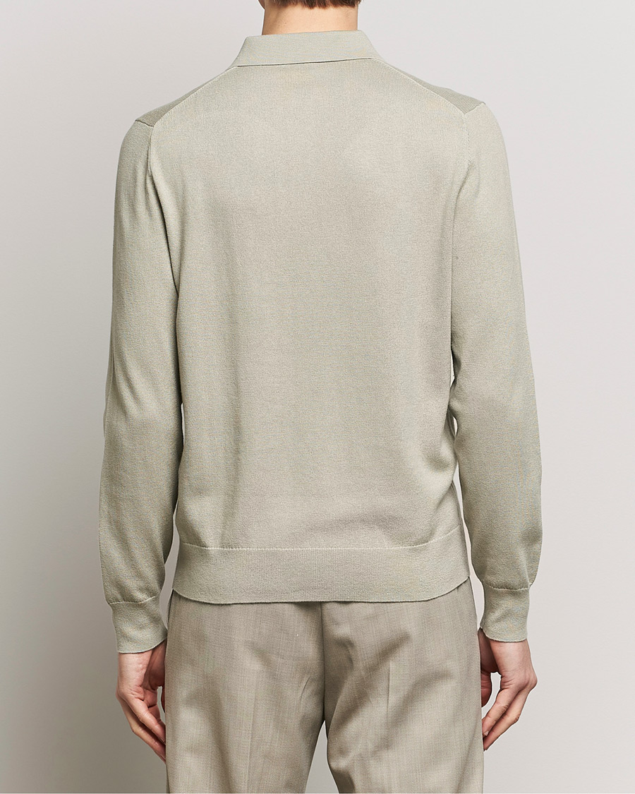 Uomini | Maglieria | Filippa K | Knitted Polo Shirt Light Sage