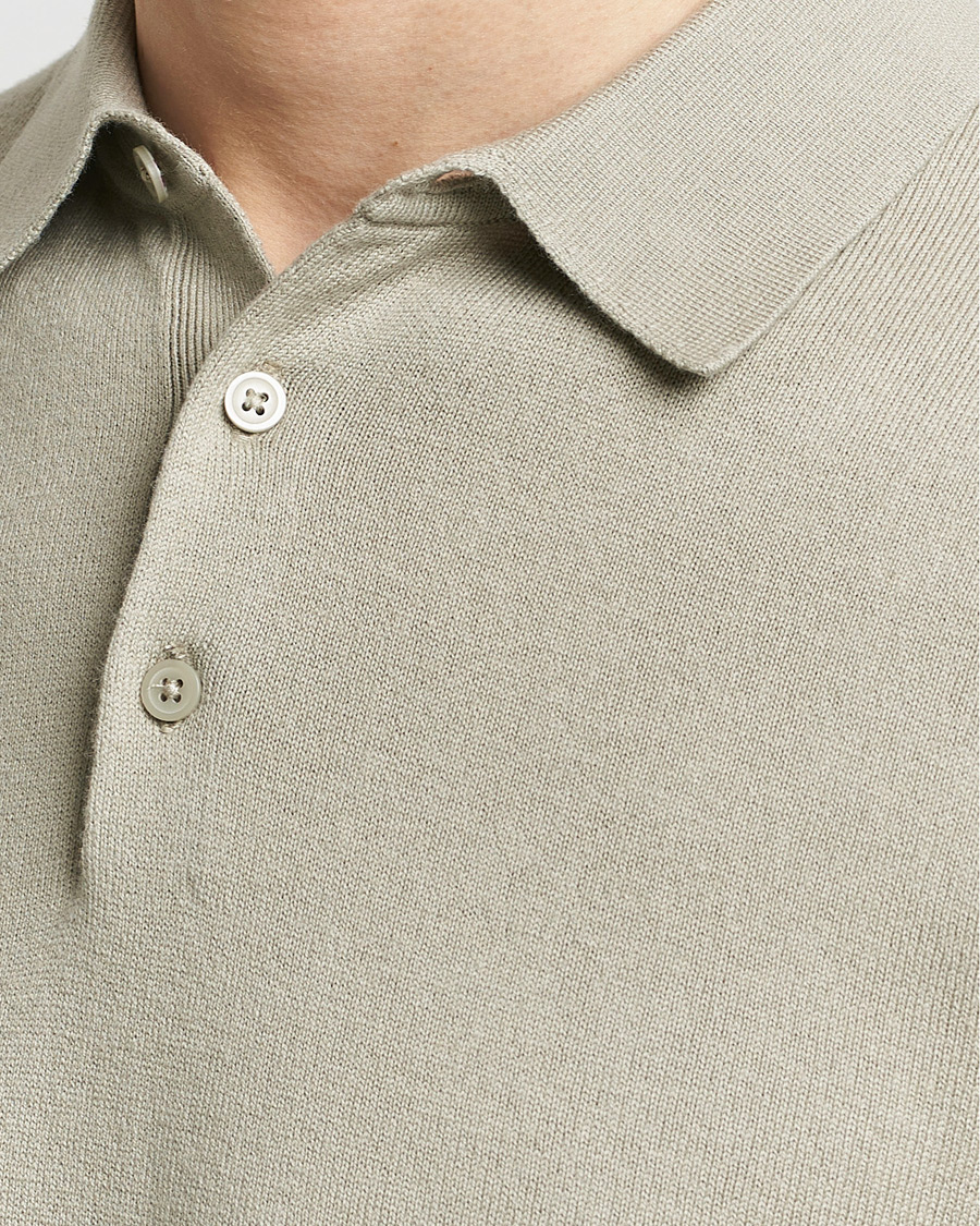 Uomini | Maglieria | Filippa K | Knitted Polo Shirt Light Sage