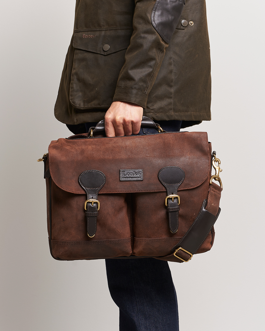 Uomini | Loake 1880 Blackfriars Suede/Leather Briefcase Brown | Loake 1880 | Blackfriars Suede/Leather Briefcase Brown