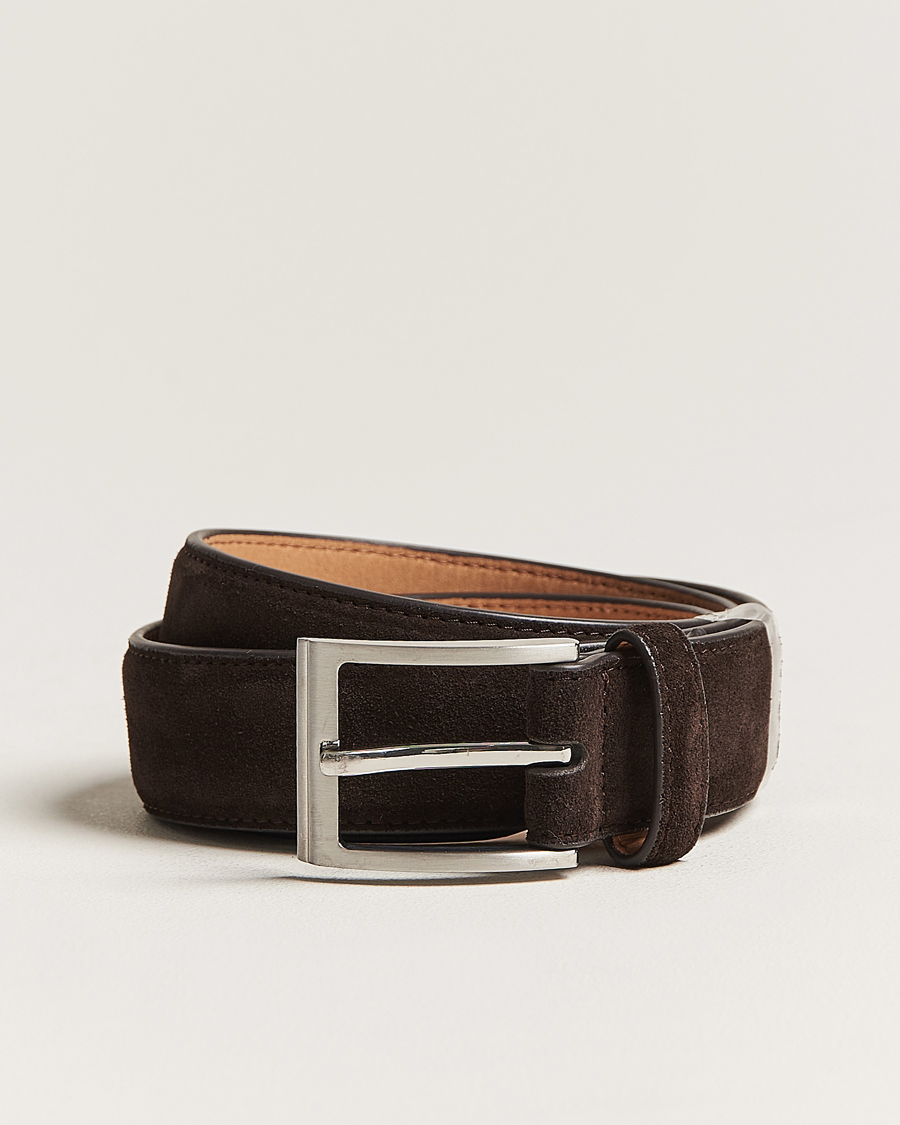 Uomini | Cinture | Loake Shoemakers | William Suede Belt Dark Brown