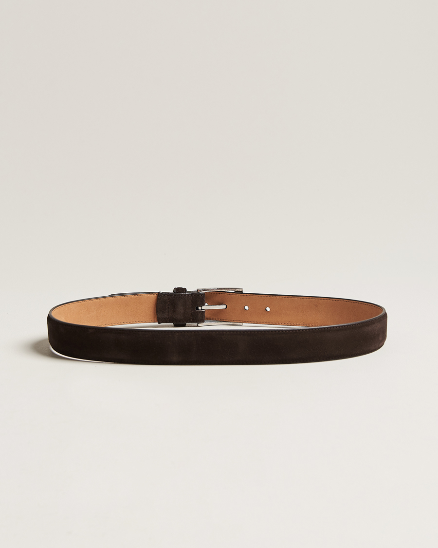 Uomini | Cinture | Loake Shoemakers | William Suede Belt Dark Brown