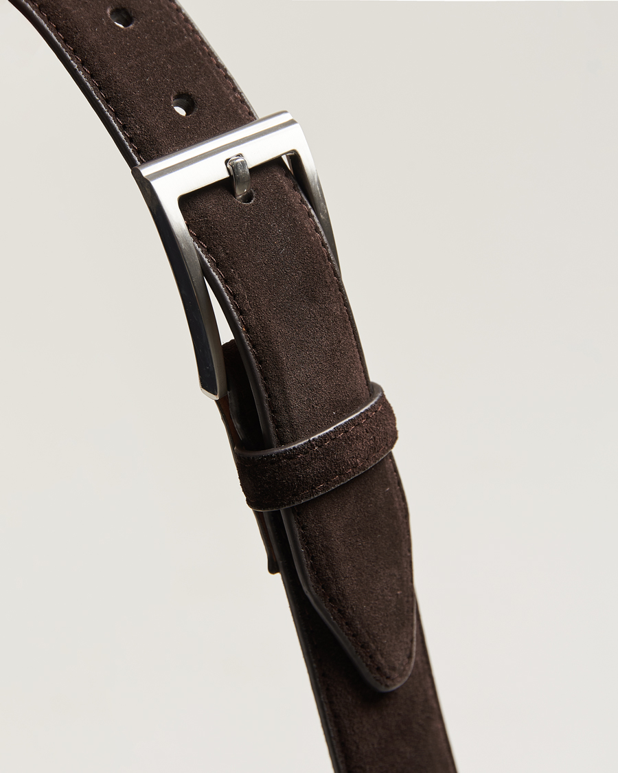 Uomini | Cinture | Loake Shoemakers | William Suede Belt Dark Brown