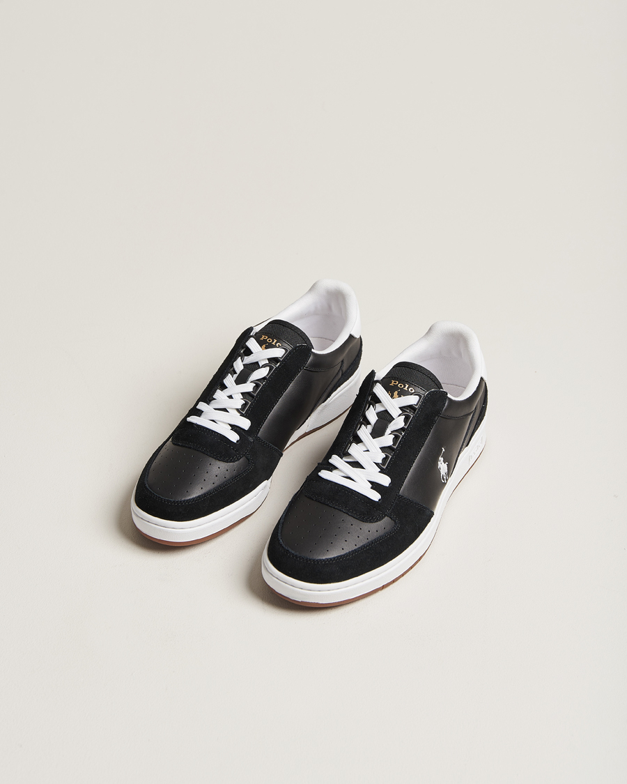 Uomini | Polo Ralph Lauren CRT Leather/Suede Sneaker Black/White | Polo Ralph Lauren | CRT Leather/Suede Sneaker Black/White