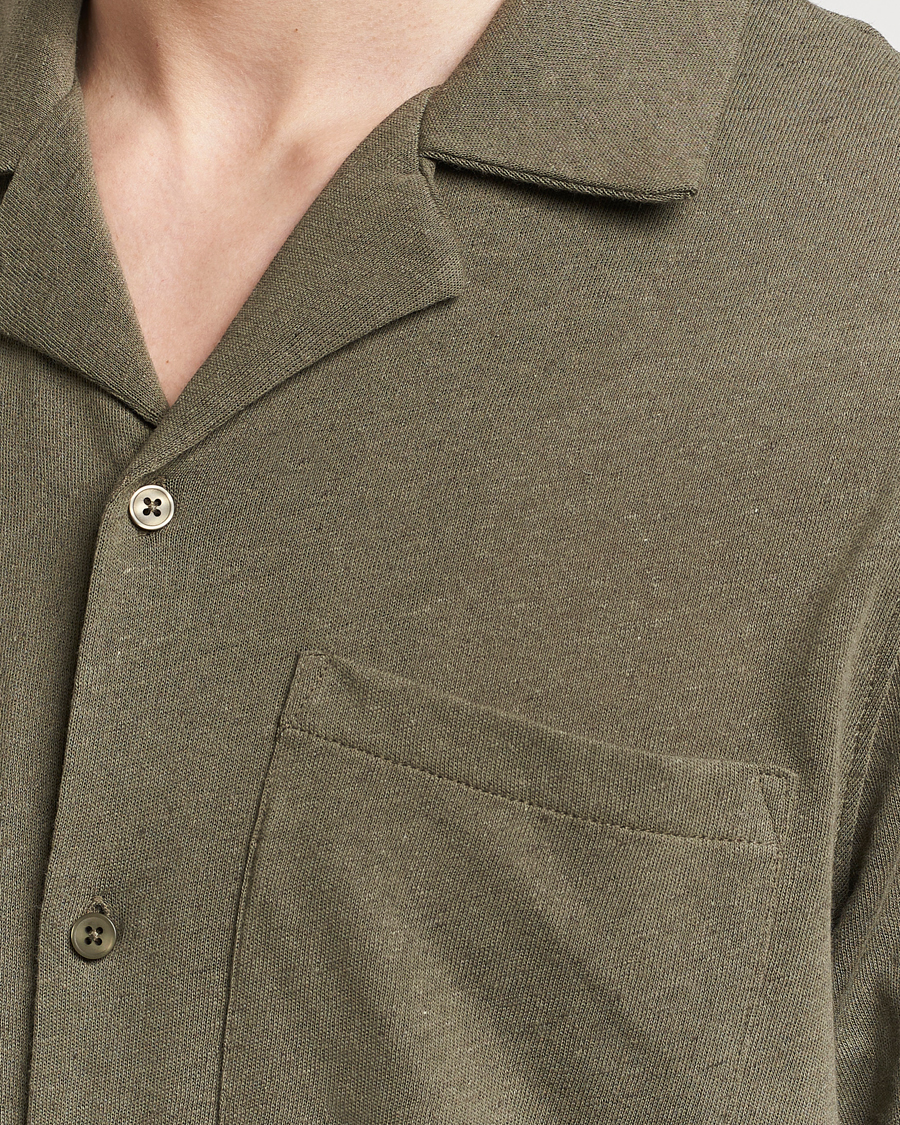 Uomini | Camicie | Samsøe Samsøe | Samartin Cotton/Linen Short Sleeve Shirt Dusty Olive