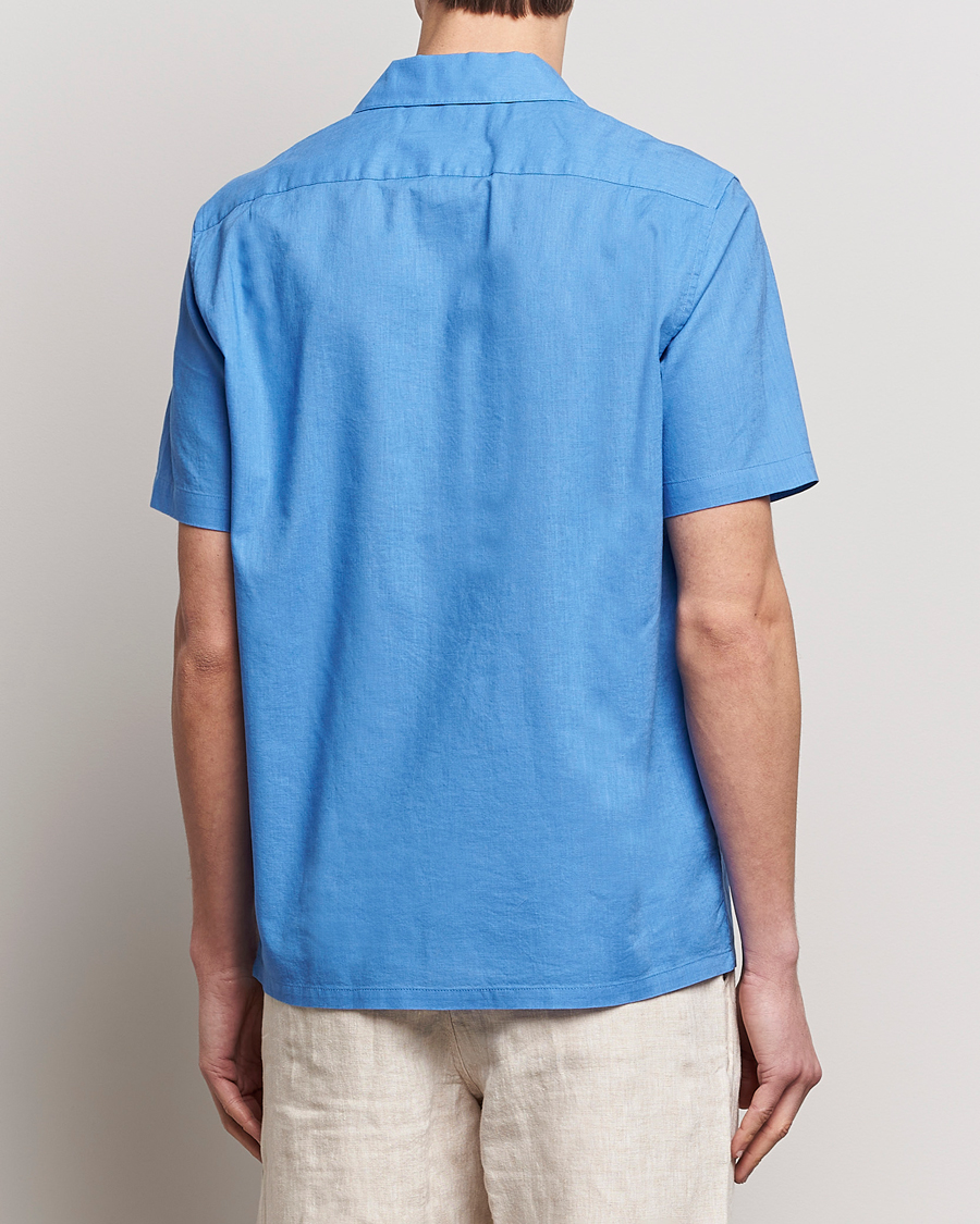 Uomini | Camicie | Samsøe Samsøe | Avan Linen/Cotton Short Sleeve Shirt Super Sonic