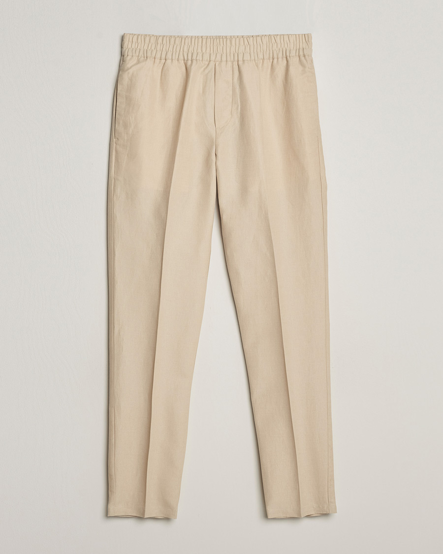 Uomini | Pantaloni | Samsøe Samsøe | Smithy Linen/Cotton Drawstring Trousers Oatmeal