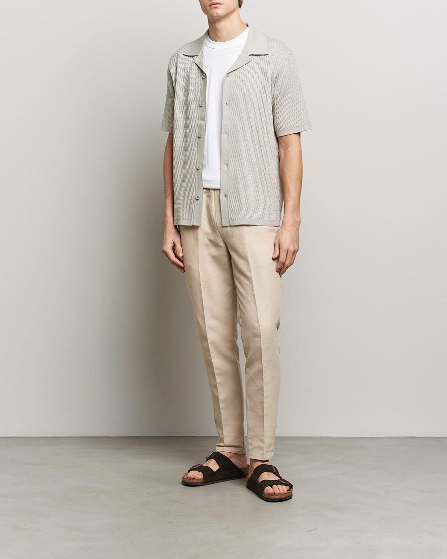 Uomini | Pantaloni | Samsøe Samsøe | Smithy Linen/Cotton Drawstring Trousers Oatmeal
