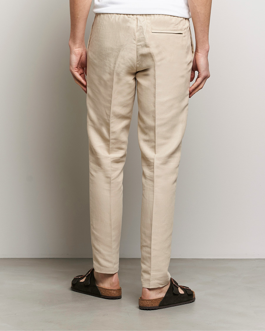 Uomini | Pantaloni | Samsøe Samsøe | Smithy Linen/Cotton Drawstring Trousers Oatmeal