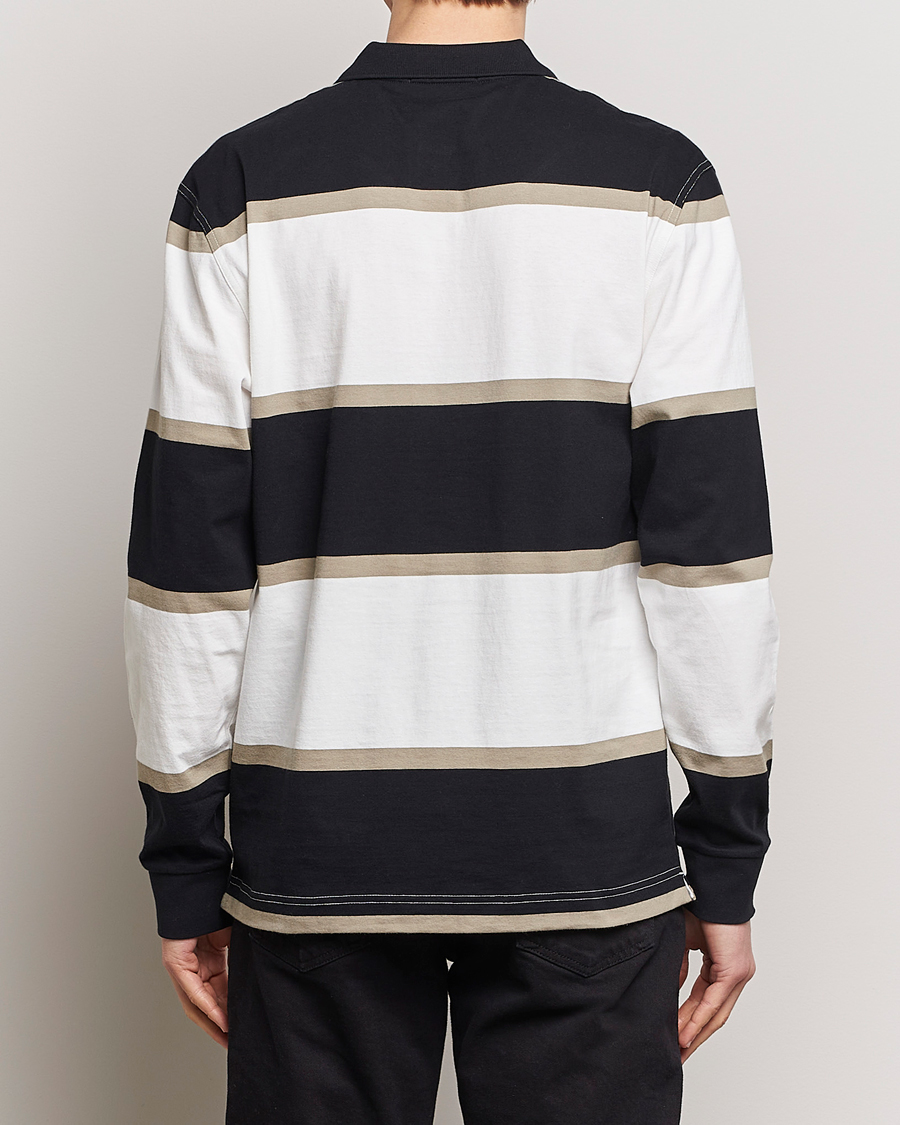 Uomini | Maglieria | Fred Perry | Relaxed Striped Rugby Shirt Snow White/Navy
