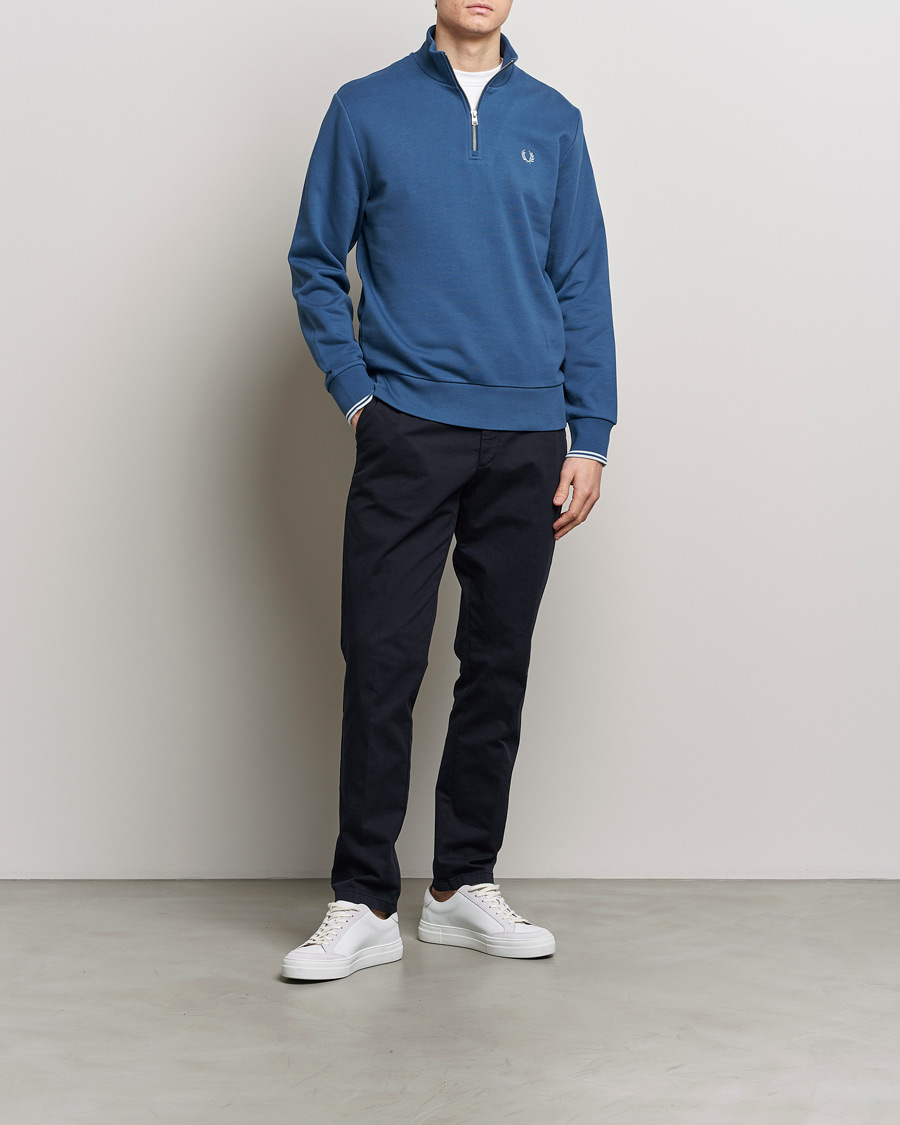 Uomini | Maglieria | Fred Perry | Half Zip Sweatshirt Midnight Blue