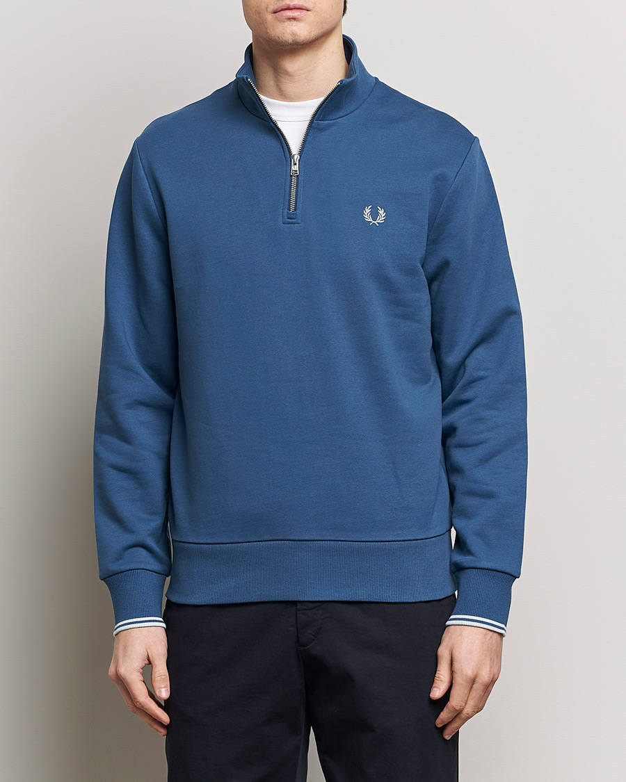 Uomini | Maglieria | Fred Perry | Half Zip Sweatshirt Midnight Blue