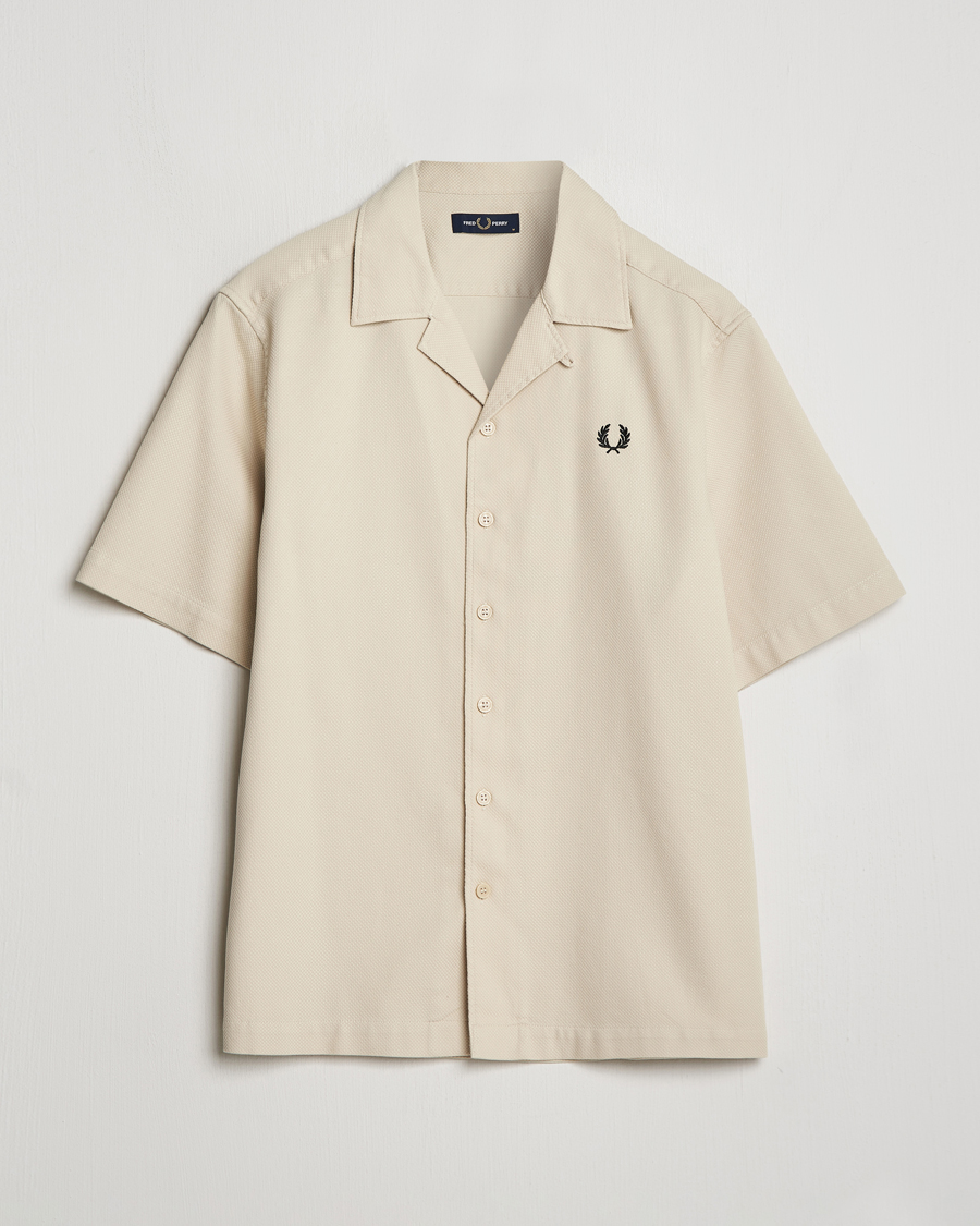 Uomini | Camicie | Fred Perry | Pique Textured Short Sleeve Shirt Oatmeal