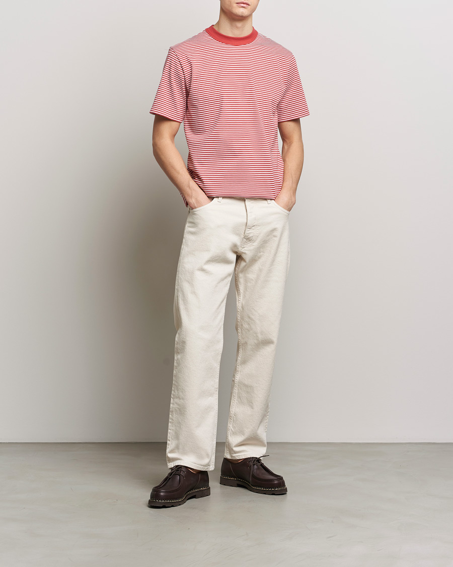 Uomini | T-shirt | Armor-lux | Callac Héritage Stripe T-Shirt Cardinal/Milk