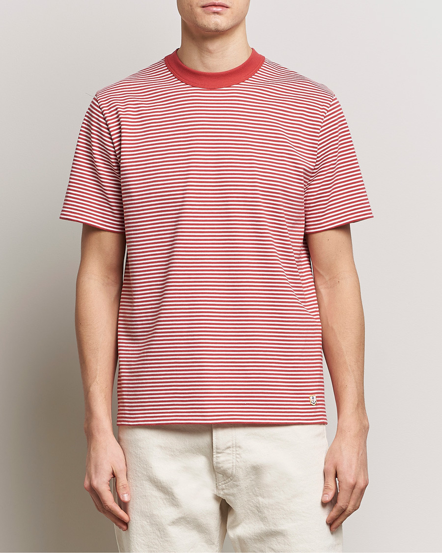 Uomini | T-shirt | Armor-lux | Callac Héritage Stripe T-Shirt Cardinal/Milk