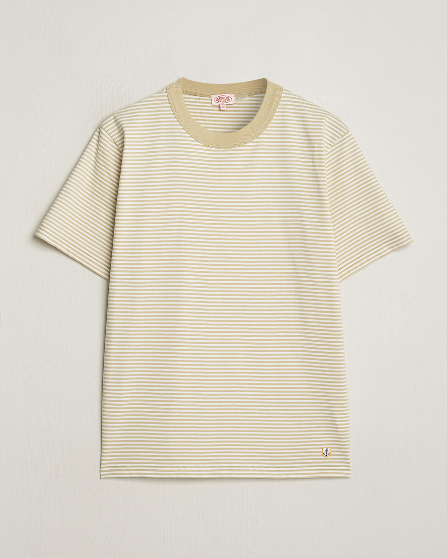 Uomini | T-shirt | Armor-lux | Callac Héritage Stripe T-Shirt Pale Olive/Milk