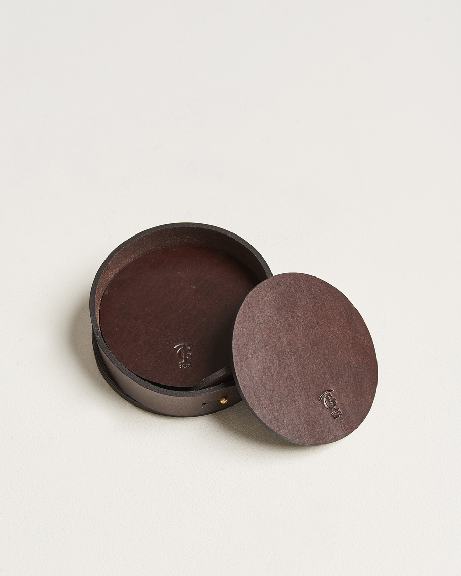 Uomini | Casa | Tärnsjö Garveri | Leather Coaster Set 006 Dark Brown
