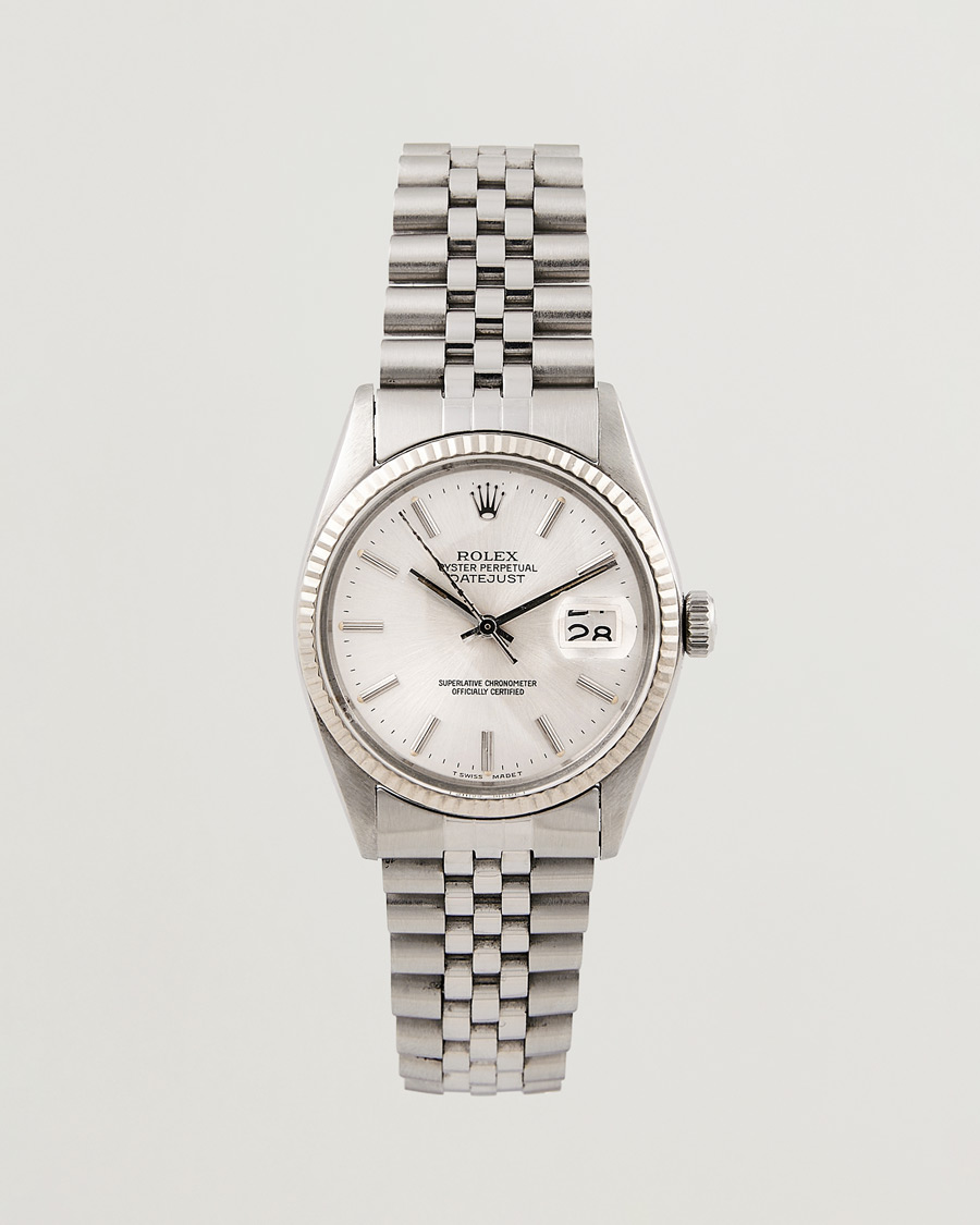Uomini | Rolex Pre-Owned Datejust 16014 Jubilee Steel White Steel Silver | Rolex Pre-Owned | Datejust 16014 Jubilee Steel White Steel Silver