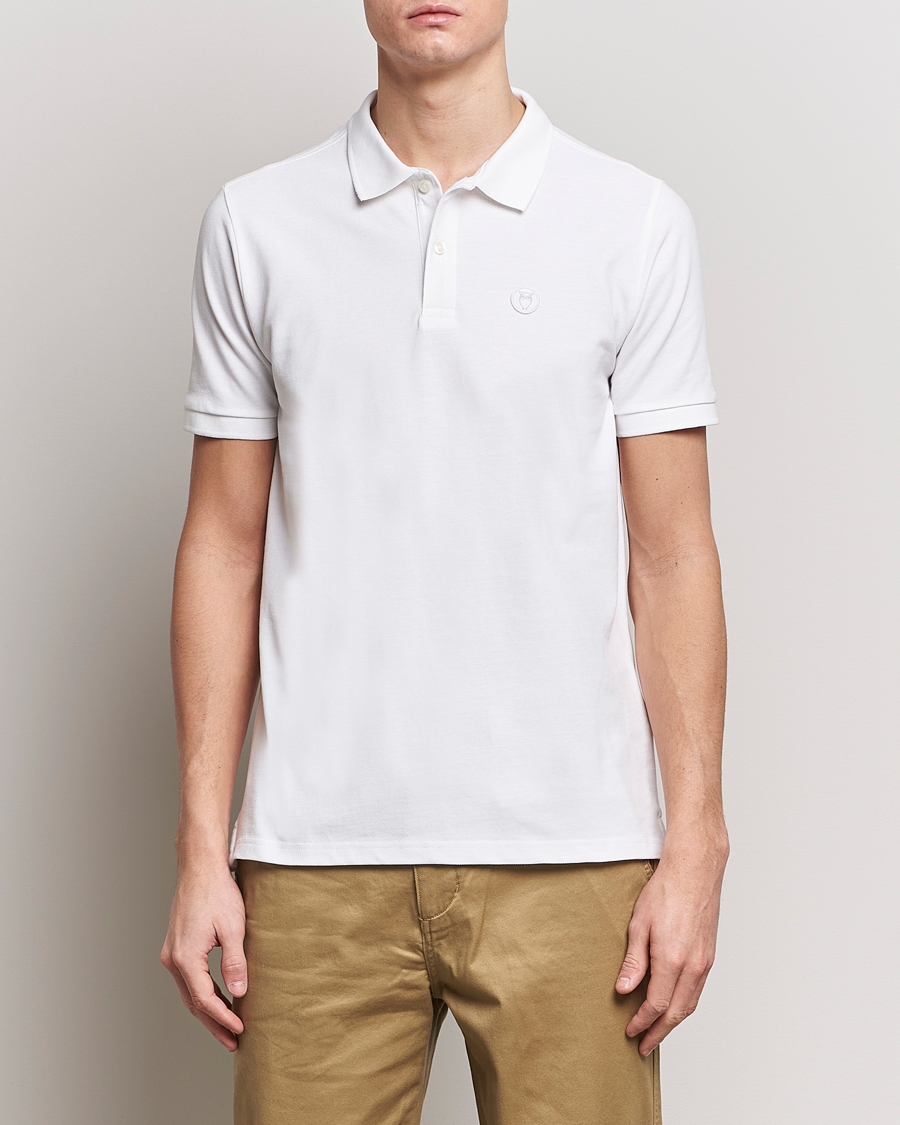Uomini | Polo | KnowledgeCotton Apparel | Toke Badge Polo Bright White
