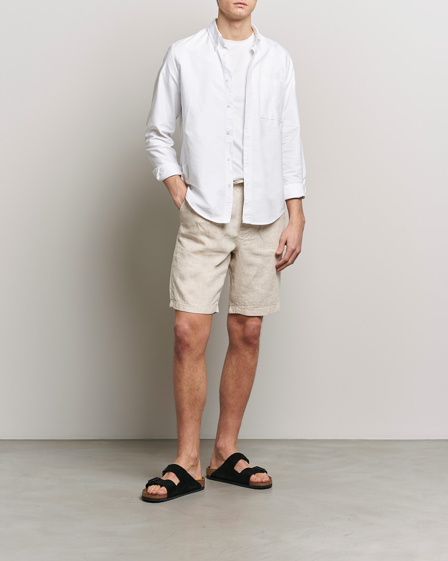 Uomini | Pantaloncini | KnowledgeCotton Apparel | Loose Linen Shorts Light Feather Grey