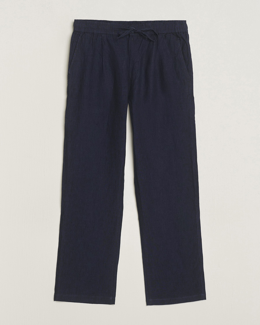 Uomini | Pantaloni | KnowledgeCotton Apparel | Loose Linen Pants Total Eclipse